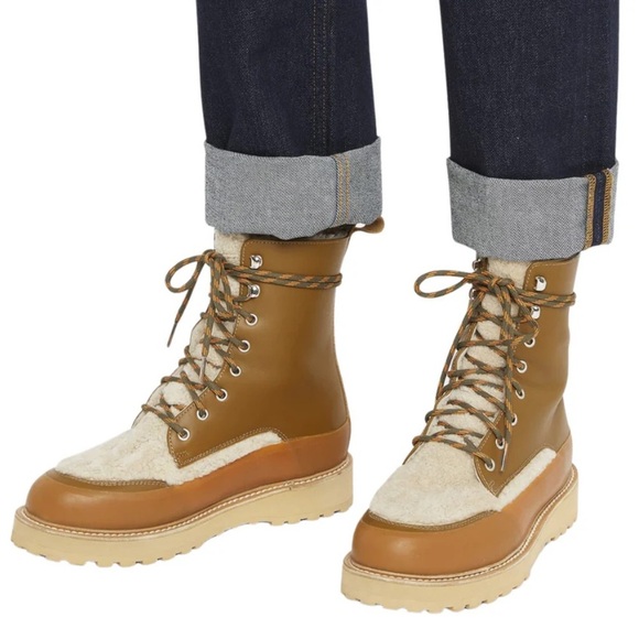 Ulla Johnson x Diemme shearling leather Etna lace up combat boots - 7.5 (37.5) - Picture 7 of 12